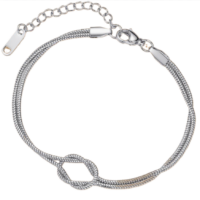 Silver Plated Steel Unisex Knot Design Bracelet