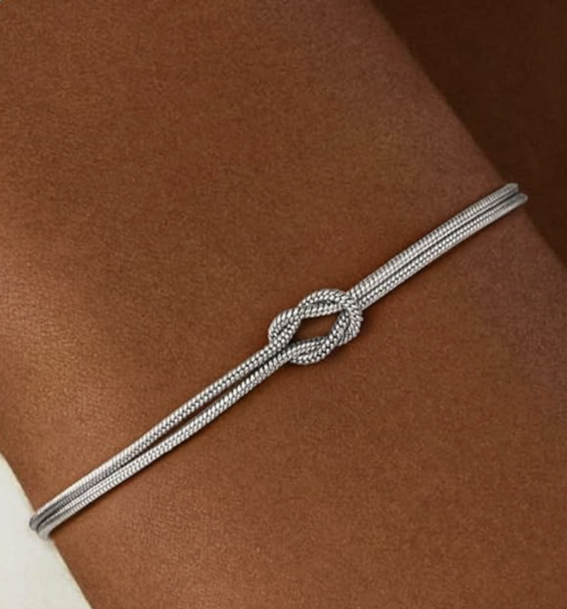Silver Plated Steel Unisex Knot Design Bracelet - Image 3
