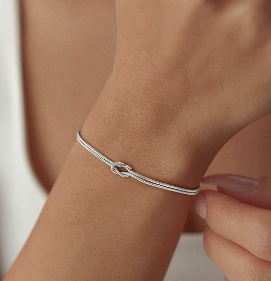 Silver Plated Steel Unisex Knot Design Bracelet - Image 4