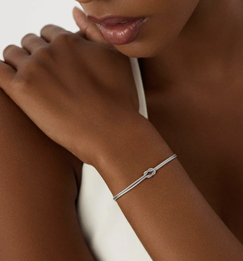 Silver Plated Steel Unisex Knot Design Bracelet - Image 5
