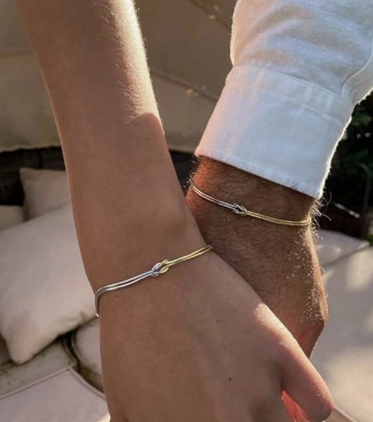 18k Gold & Silver Plated Unisex Knot Design Bracelet - Image 2