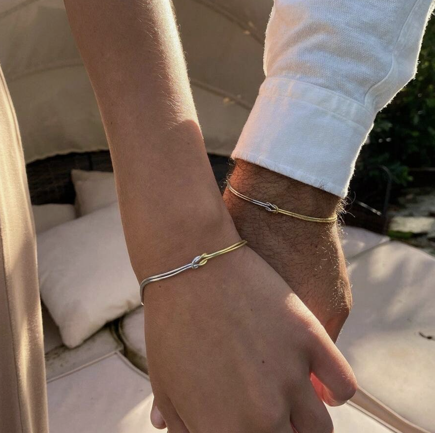 18k Gold & Silver Plated Unisex Knot Design Bracelet - Image 4