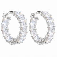 Silver-Plated Inside-Out Sparkle Hoop Earrings