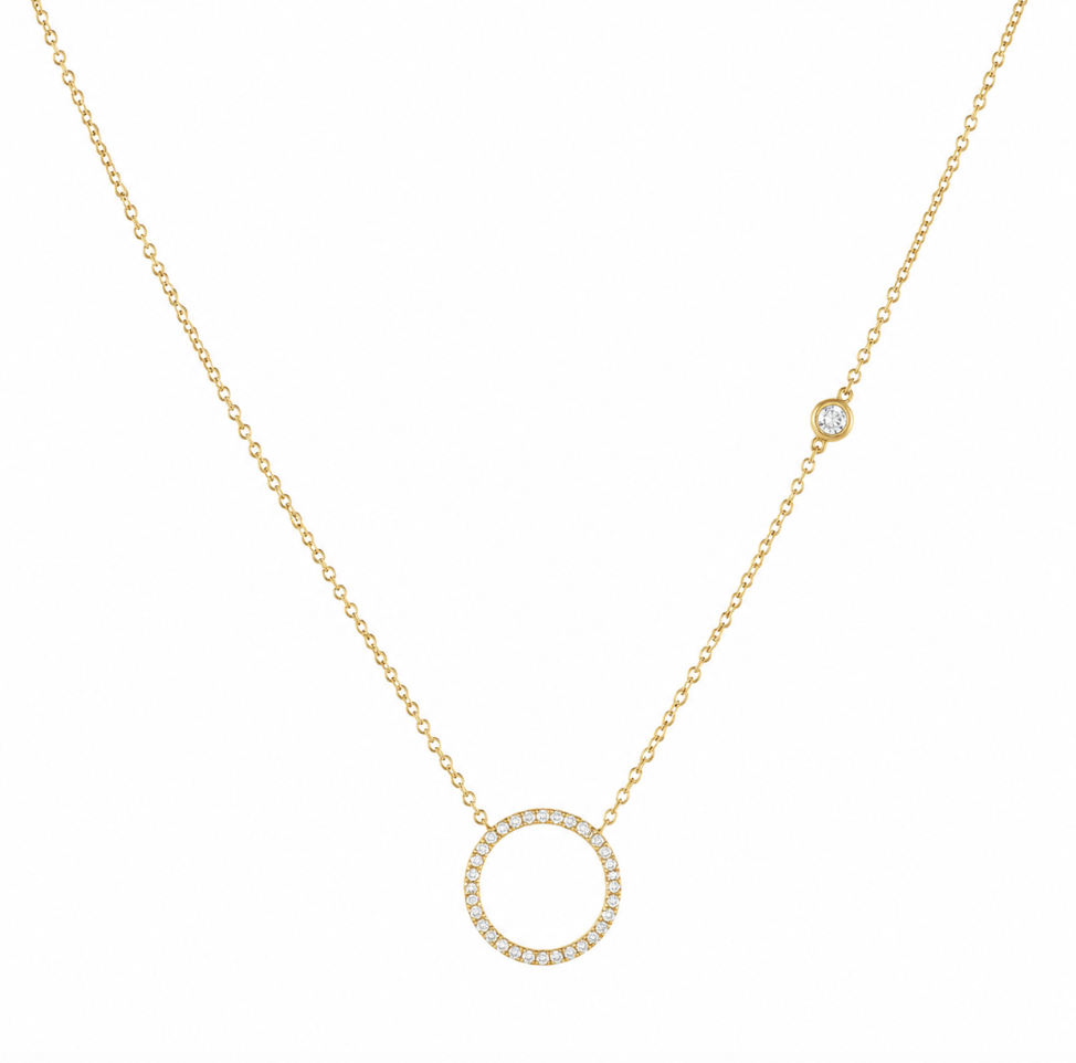 18k Gold Plated Eternity Circle Pendant Necklace