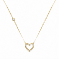 18k Gold Plated Crystal Heart Cross Pendant Necklace