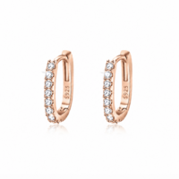 Tiny Rose Plated Single Row Crystal Earrings