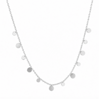 Silver Plated Stainless Steel Circle Drop Charm Necklace