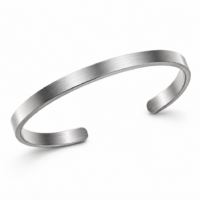 Men's Silver 4mm Stainless Steel Cuff Bangle